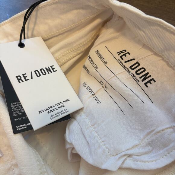RE/DONE Women’s Originals 70s Stove Pipe Jeans in Vintage White size 26 NWT - Picture 7 of 8